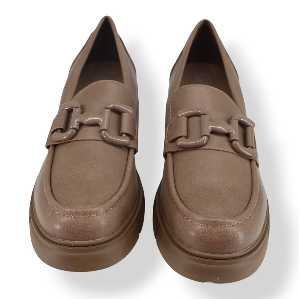 GC Shoes Caesar Taupe Lug Sole Platform Loafer Horsebit Chain Detail Size 9.5 - Picture 2 of 6